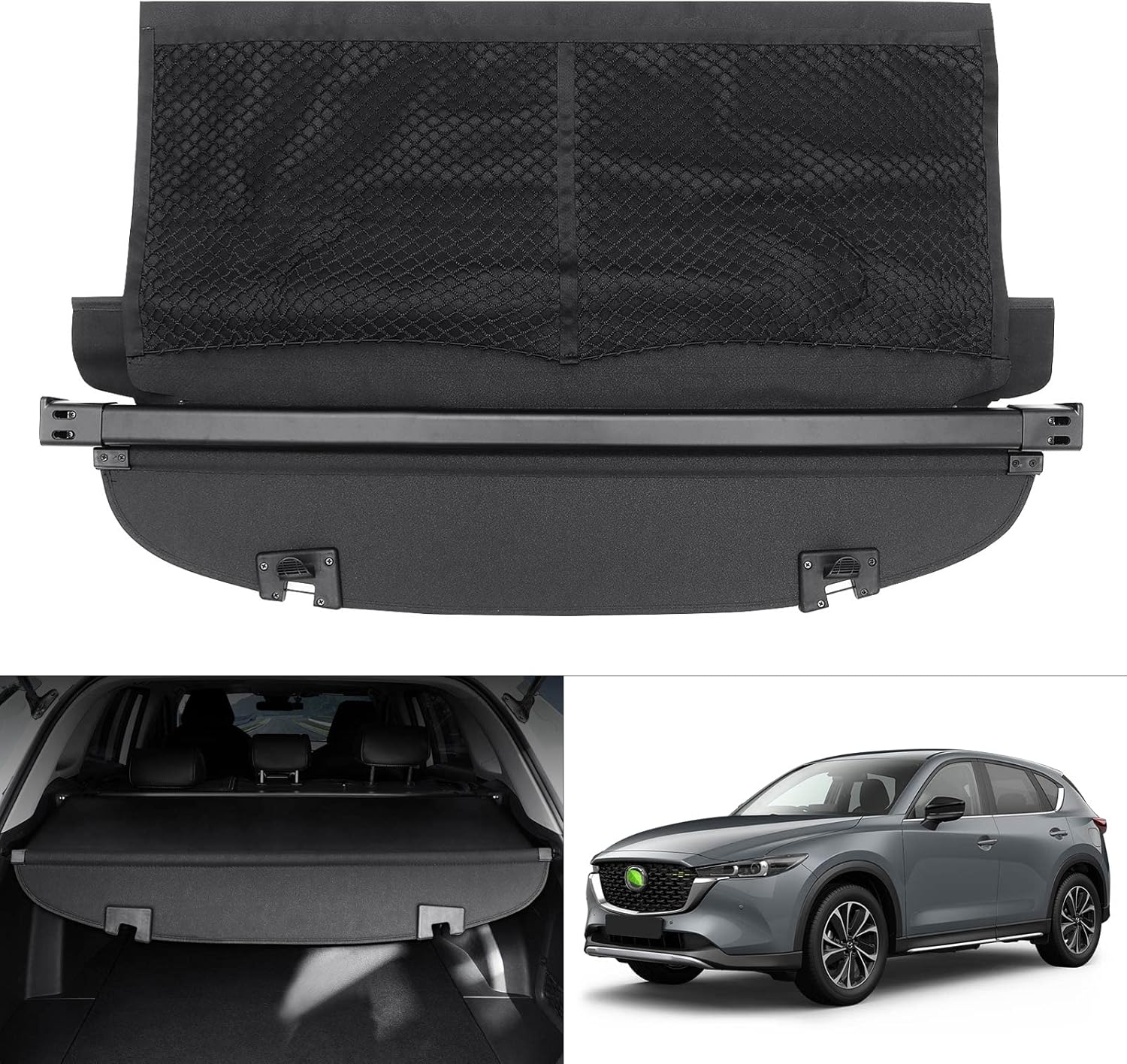 Extra Storage Net Cargo Cover for Mazda CX5 2017-2023 2024 2025 Accessories Retractable Trunk Cover for Mazda CX-5 Security Shield Shade Cover No Gap