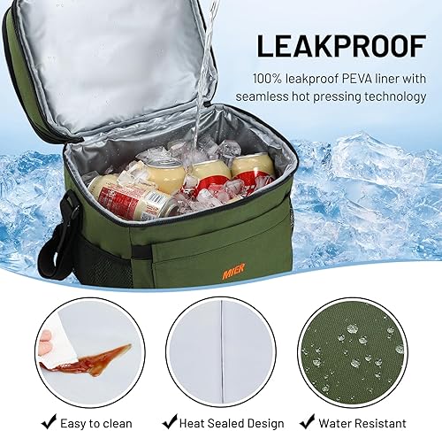 Miniatura 6 de MIER Lonchera para hombres con aislamiento expandible de doble compartimento, bolsa a prueba de fugas con bolsillos delanteros y traseros para