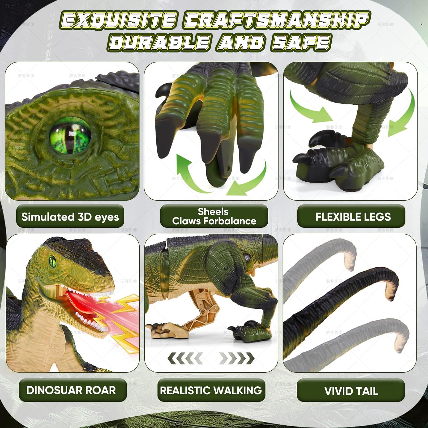 Remote Control Dinosaur Toys for Kids, Dinosaur Toys for Boys Big Walking Velociraptor Dino with Light Sound and Spray Stream Birthday