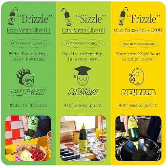 Graza Extra Virgin Olive Oil Bundle - Drizzle Finishing (500ml) & Sizzle Cooking Oil (750ml)