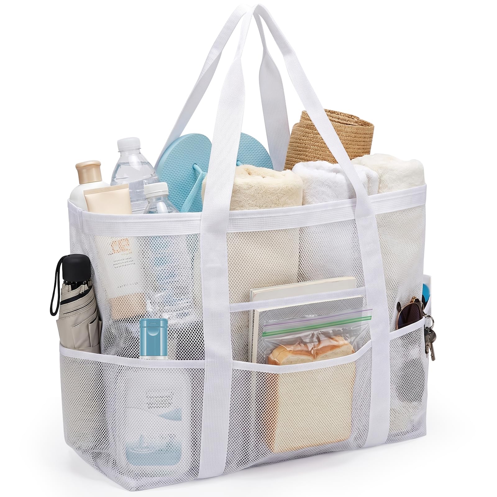 Borsa Mare Grande XXL Famiglia, Borsa da Spiaggia in Rete, Borsas Mare Donna, Bag Spiaggia Pieghevole, Traspirante, Moda, Pratica, per Nuotare, Campeggiare, Viaggiare, Fare Shopping