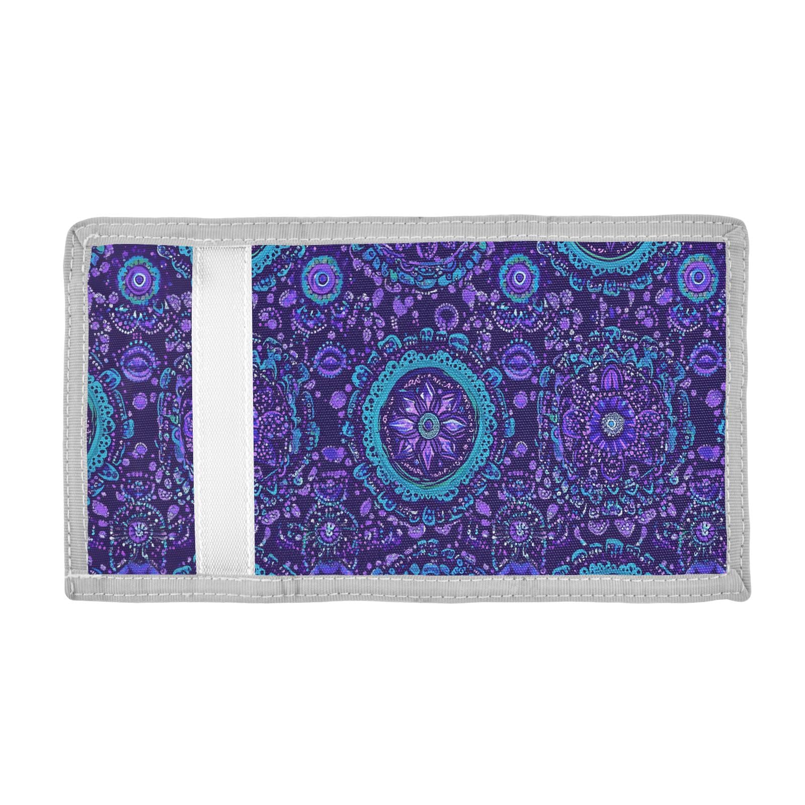 ALAZA Kids Wallets for Boys Girls Toddler Trifold Wallet Children Small Blue Purple Mandala with Zipper Coin Pocket
