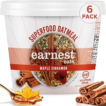 Earnest Eats Superfood Oatmeal Cups - Maple Almond Cinnamon 8g Plant Protein, Gluten Free, Vegan, On-the-Go Breakfast, 2.1 Ounces Each 6 Pack