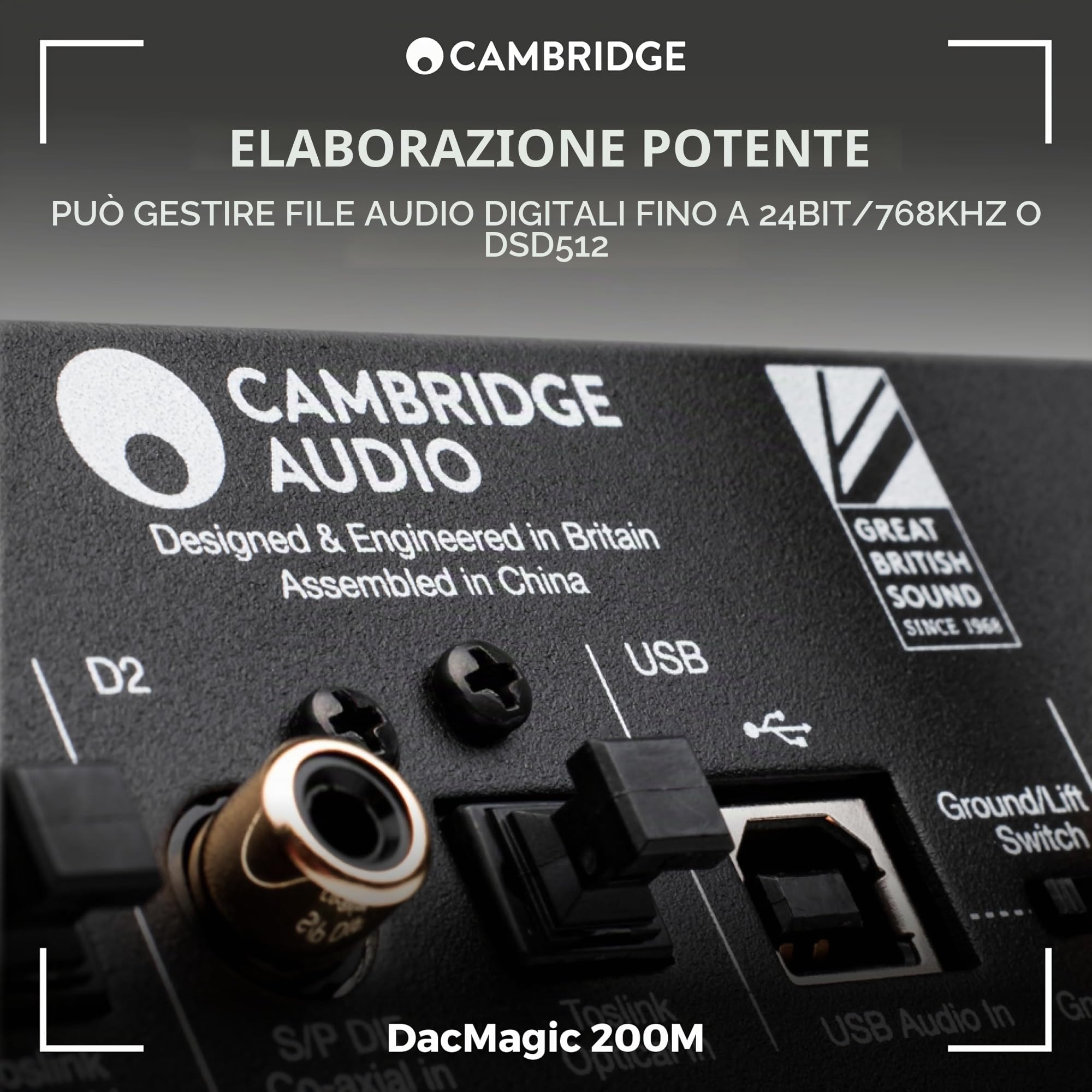 Cambridge Audio DacMagic 200M - DAC HiFi MQA e amplificatore per cuffie con Bluetooth - Supporto PC/MAC con connessione USB - Gestione di file digitali fino a 24/768 o DSD512 - Grigio lunare
