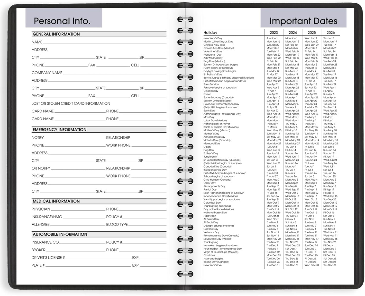 AT-A-GLANCE 2023 Weekly Planner, DayMinder, Hourly Appointment Book, 5" x 8", Small, Black (G20000)