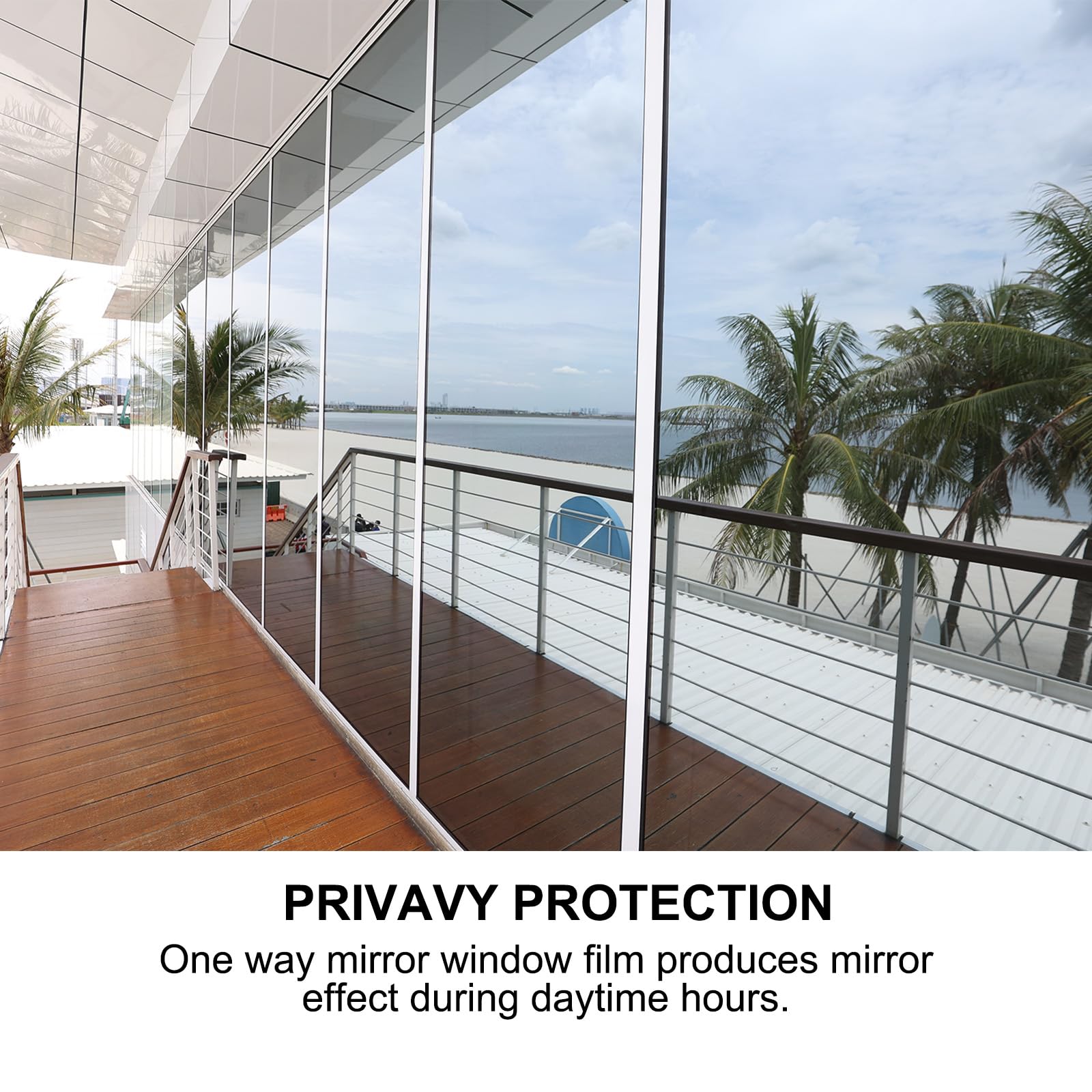 sourcing map Película de privacidad para ventana, privacidad diurna unidireccional, bloqueo de calor, tinte estático para ventana para oficina en casa, azul claro, 35.4 x 118.1 pulgadas