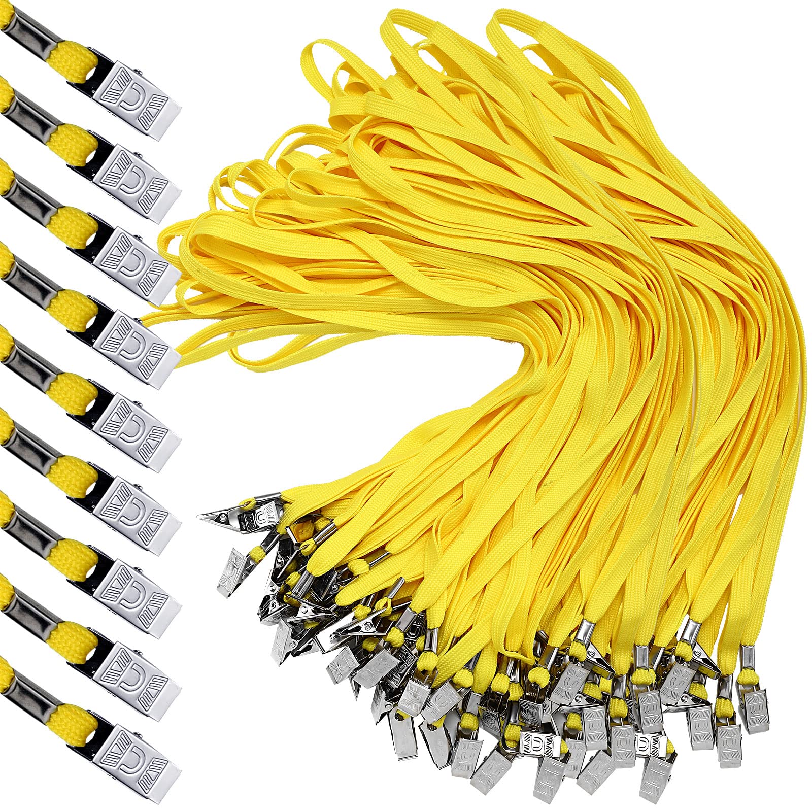 Hoolerry 300 Pcs Lanyards Clips Bulk for ID Name Badge Holder Lanyards Flat with Swivel Hook for Office School