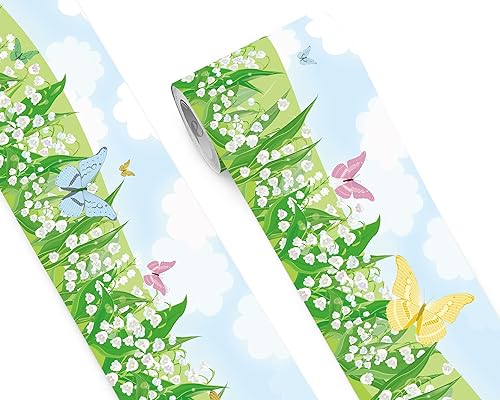 Vista 149 de FLFK Calcomanías de pared para despegar y pegar, para habitación de los niños, calcomanías de peces bajo el mar, 4 x 240 pulgadas (azul)