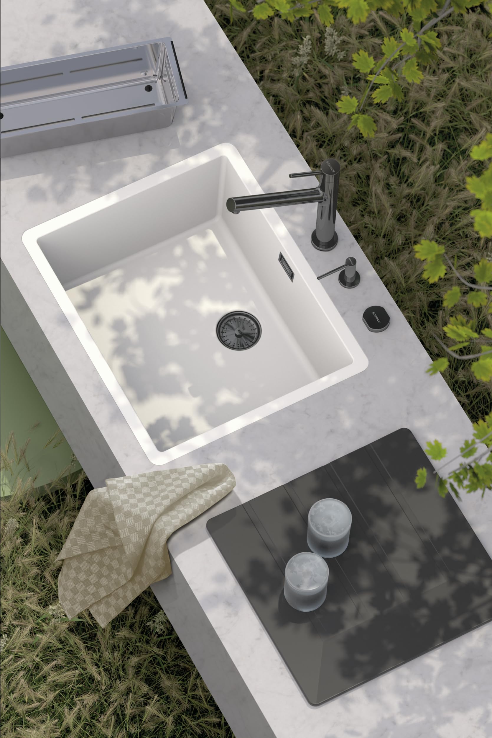 Schock® Scolapiatti in silicone antracite, scolapiatti flessibile per cucine, accessori lavabili in lavastoviglie, per alimenti e senza BPA, antiscivolo e resistente al calore, dimensioni 400 x 415 mm