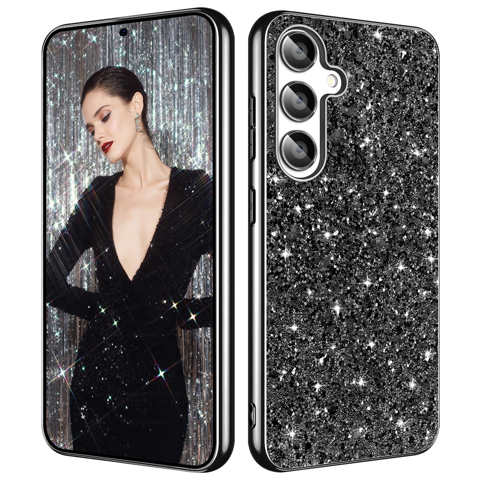 Galaxy A25 Glitter Case for Samsung Galaxy A25 5G Phone Case for Women Girls, Slim Ultra Thin Matte Back Shockproof Protective Cover for Samsung A25