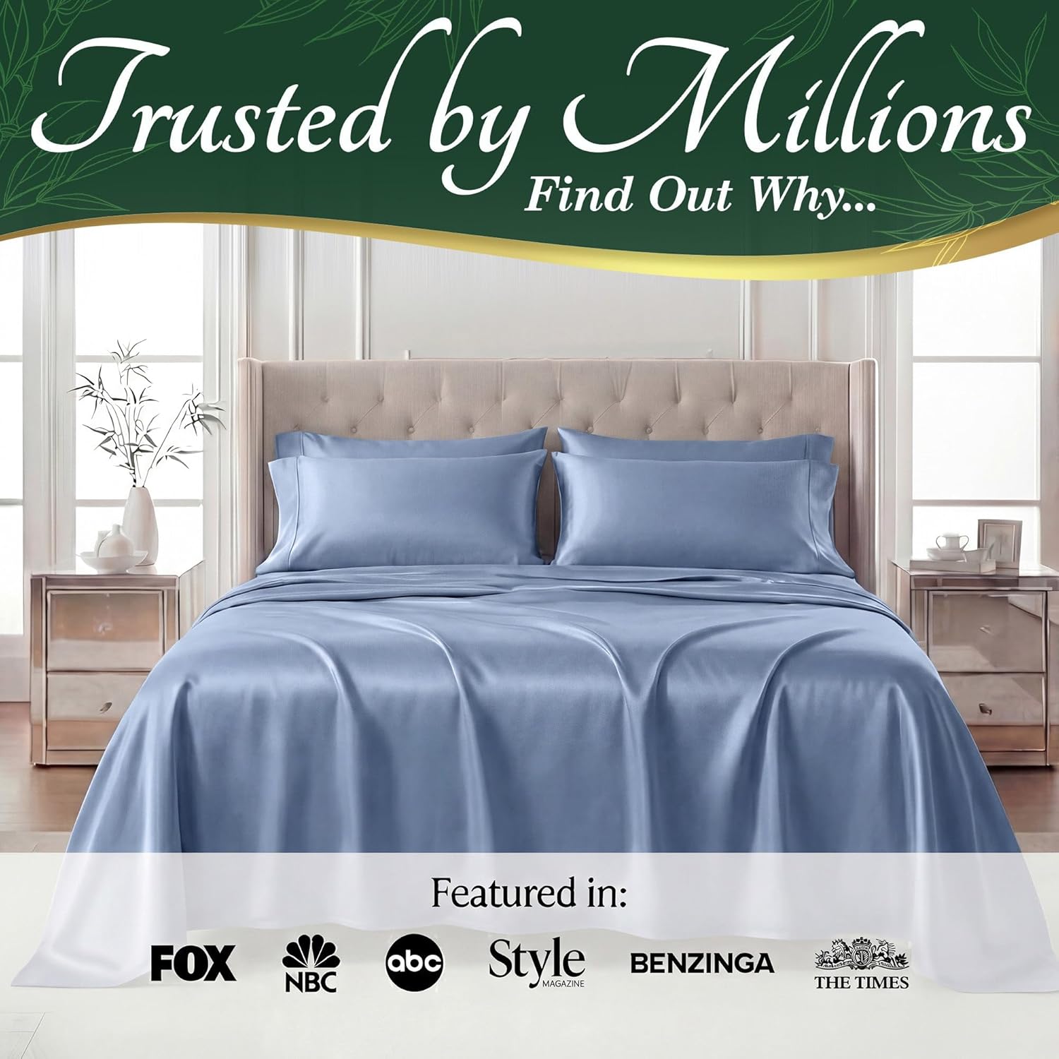 DECOLURE 100% Viscose Derived from Bamboo Sheets King Size - Luxury 6 Pc Naturally Cooling Sheets, Ultra Soft Bed Set - Deep 17" Pockets, Durable Double Stitching, Oeko Tex Standard (Light Blue)