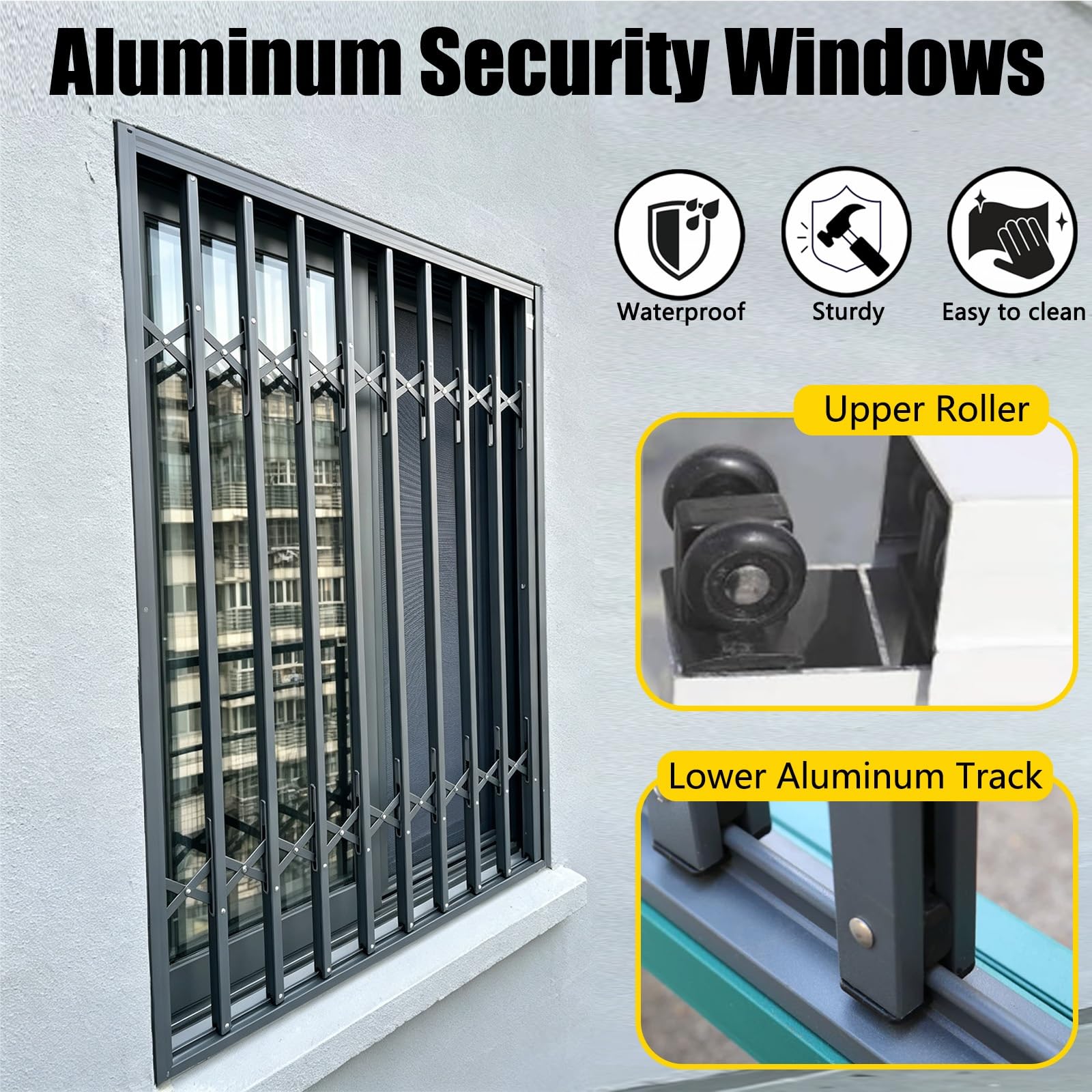 sbarre di sicurezza per finestre Grate Di Sicurezza Pieghevoli Su Misura Per Finestre | L 50 60 70 80 100 120 140 150 Cm, Griglia Di Protezione Con Serratura, Protezione Antintrusione, Design Scorrevole