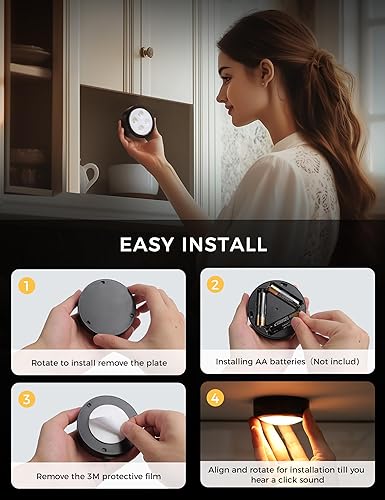 Miniatura 7 de Stick on Lights with Remote Shelf Lights Battery Operated Push Lights Small Led Bookshelf Lights Above Cabinet Lighting 2 Pack Black