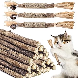 YABOO 33 Pcs Silvervine Sticks for Cats,Catnip Sticks for Kittens Teeth Cleaning,Calm Cat Anxiety and Stress,Increase Appetite