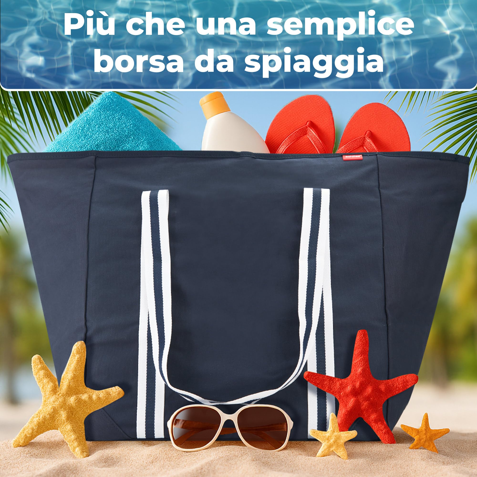 achilles Borsa per la spesa a spalla, shopper grande, borsa da spiaggia, borsa per il tempo libero, blu, 75 x 32 x 46 cm, Blu, XXL