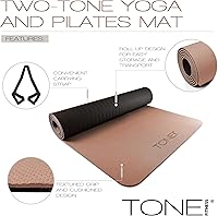 Vista 4 de TONE Fitness Yoga Mat 1/4" Thick Non Slip Exercise & Pilates Mat for Home Workouts with Carrying Strap Multiple Options