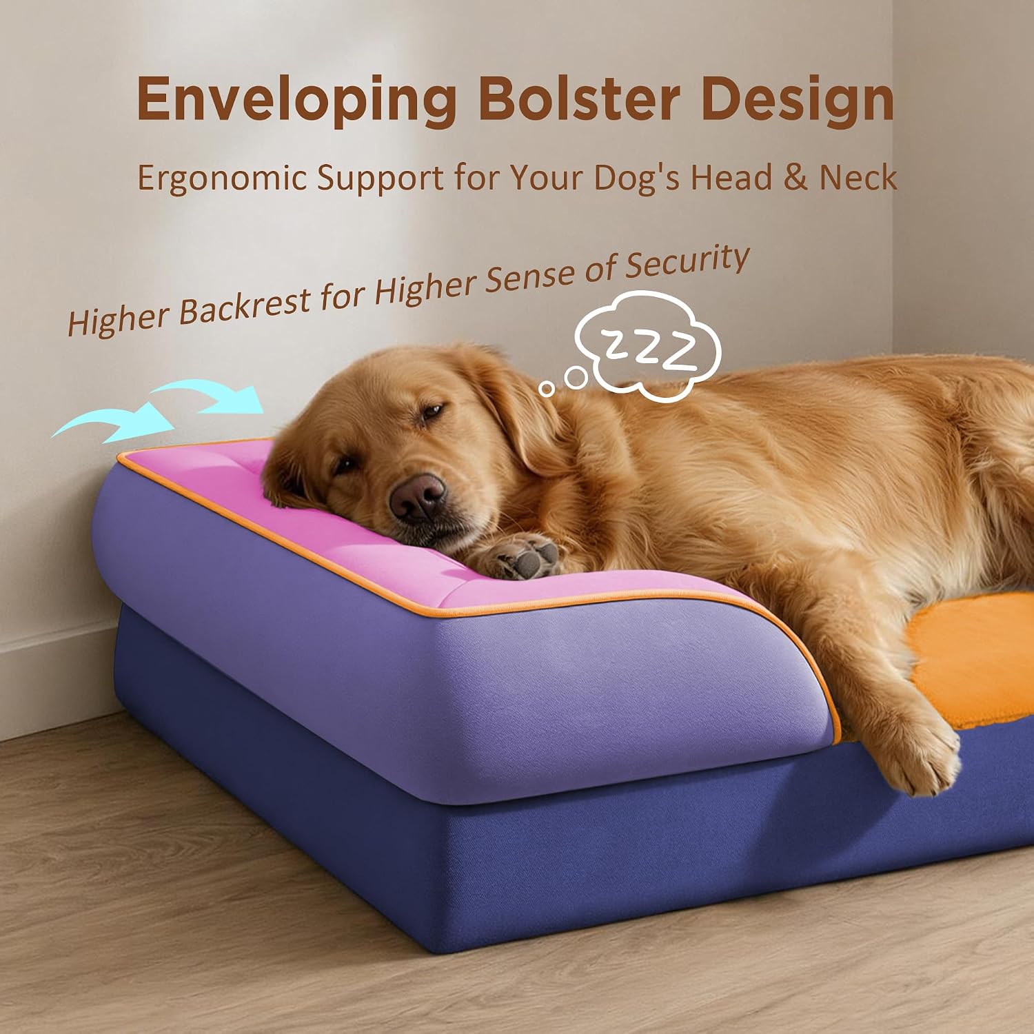 Orthopedic Dog Bed with Bolster for Large Breed Dogs — view 3