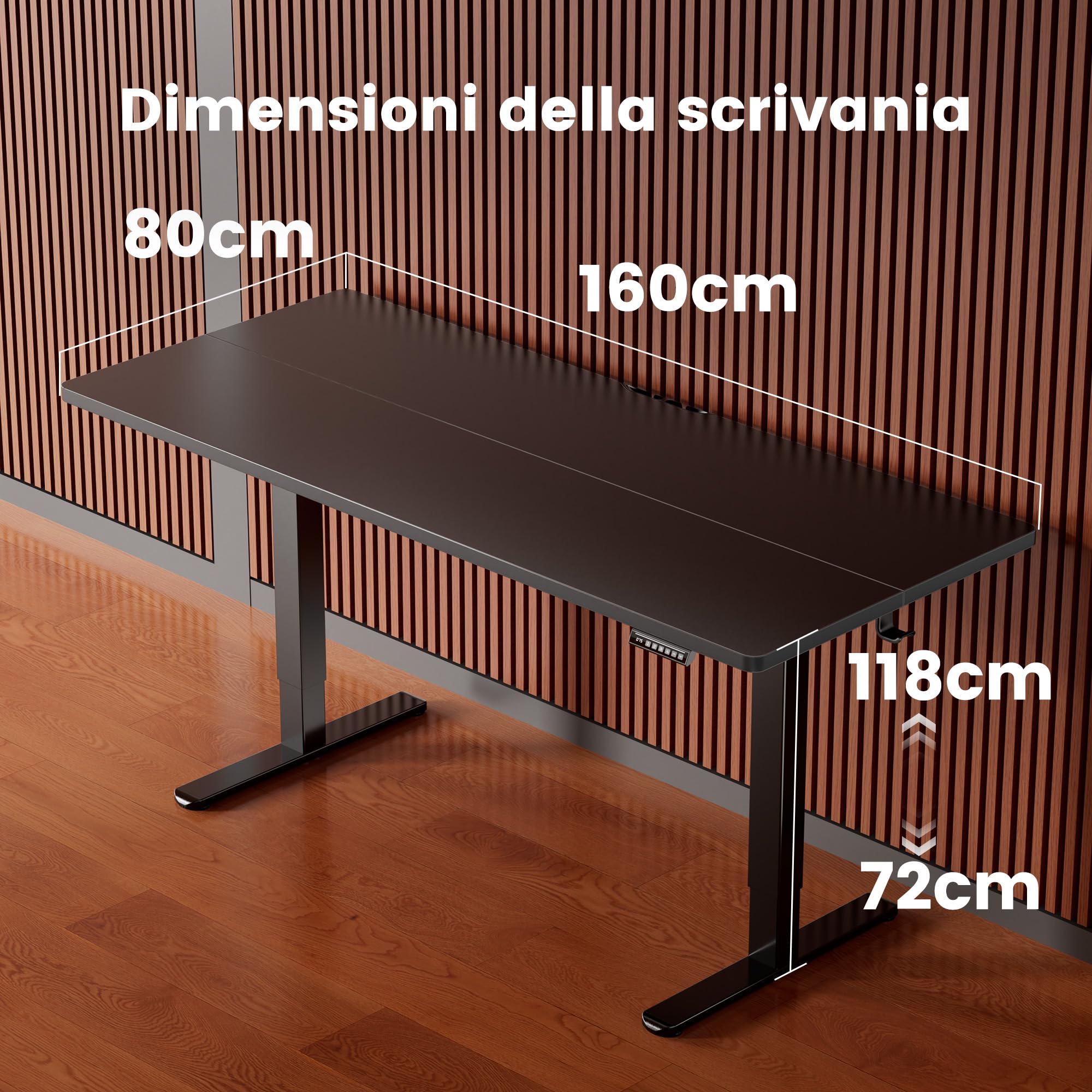 ErGear Scrivania Regolabile in Altezza, Scrivania Regolabile da Stazione in Piedi con Pannello Smart a 4 Memorie e Tavola Splice (160 x 80 cm, Nero)