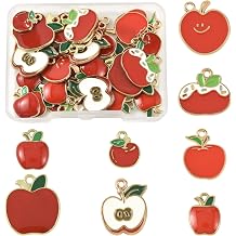 Fruit Enamel Acrylic Charms for Jewelry Making Assorted 9-60 Pcs Cute Red Cherry Strawberry Apple Pendant Charms with Green Leaf for DIY Bracelets Necklaces Earrings