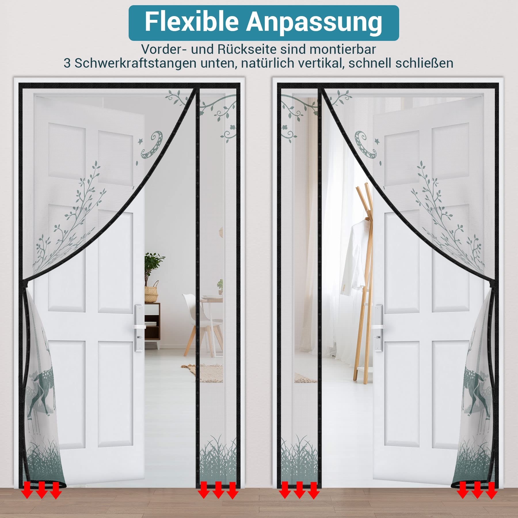 Moustiquaire FenêTre MagnéTique 100 X 210 Cm, Rideaux Moustiquaire Porte, Fermeture Automatique Aimant Pour Porte De Balcon, Porte Cave, Porte De Terrasse, Blanc