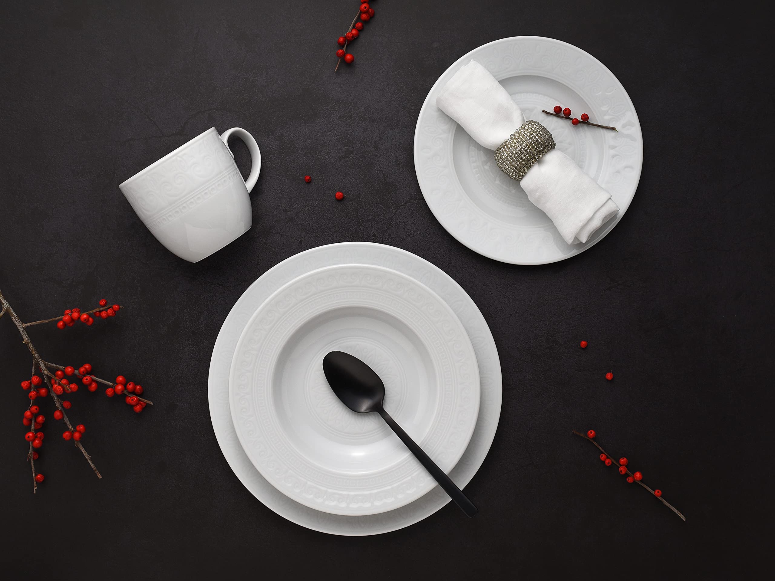 CreaTable, 23821, Série Classico Blanc, service de vaisselle, service de 16 pièces.