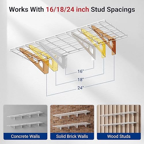 Miniatura 4 de FLEXIMOUNTS Estante de pared de 12 pulgadas por 72 pulgadas, estante de almacenamiento de garaje, estantes flotantes montados en la pared, 1 x 6