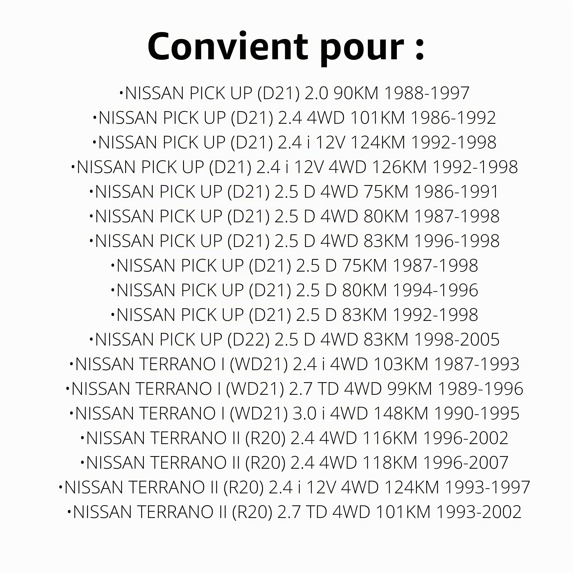 Entretoises de rotules supérieures 10 mm pour Nissan Terrano, Pick Up et F. Maverick avec suspension Lift, kit de bras de suspension