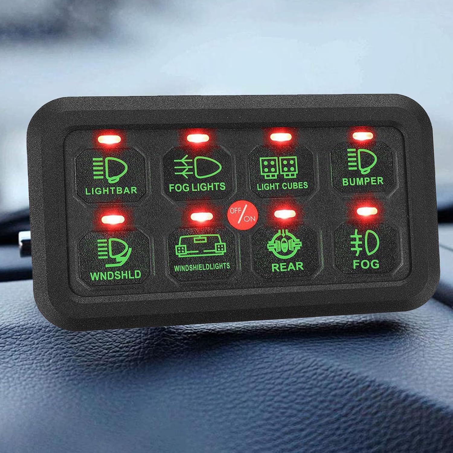 8 Gang Switch Panel LED Touch Control Switch Box, Marine Switch Pane Dimmable Circuit Control Relay System for Truck Boat ATV UTV SUV RV (Green)