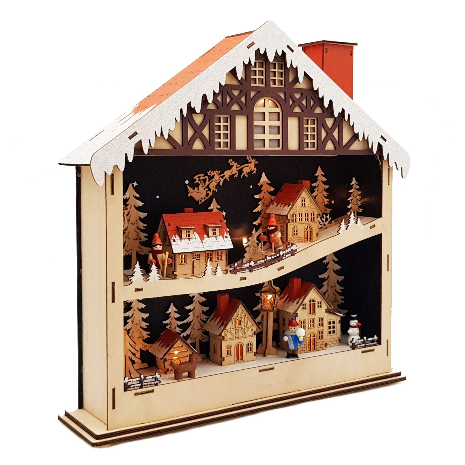 Wichtelstube-Kollektion Weihnachtsdeko Holz beleuchtet Weihnachtshaus Schwibbogen
