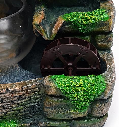 Miniatura 7 de Cascada Zen de escritorio de 14" con efecto atomizador LED y luces, mini fuente de roca para pecera interior