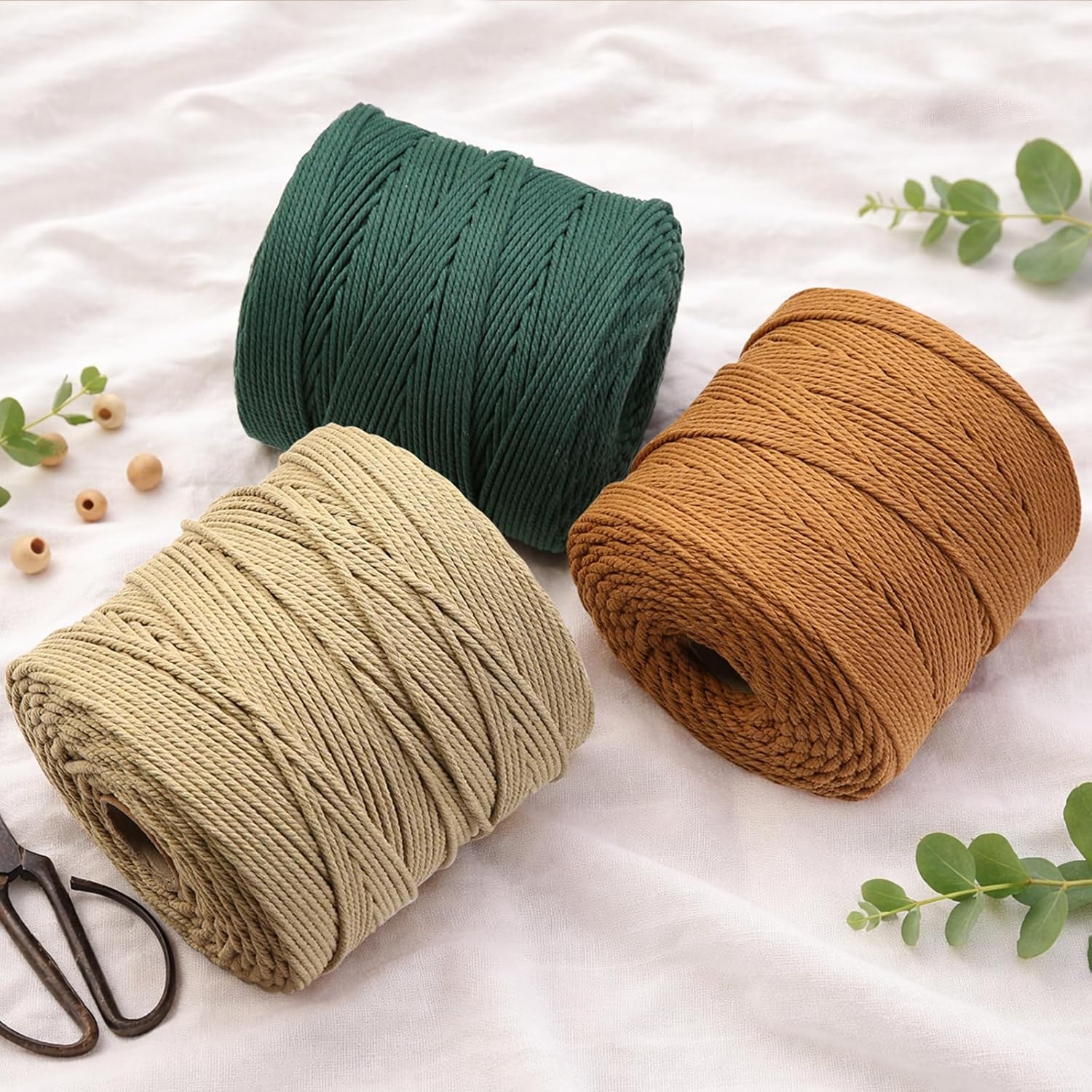 GOHOHOF Macrame Cord 4mm x 547yards Natural Macrame Cotton Rope Colored Macrame Rope Soft Cotton Cord Macrame Supplies Craft Rope Macrame Yarn for Plant Hanger Wall Hanger Dreamcatcher(Warm Gray)