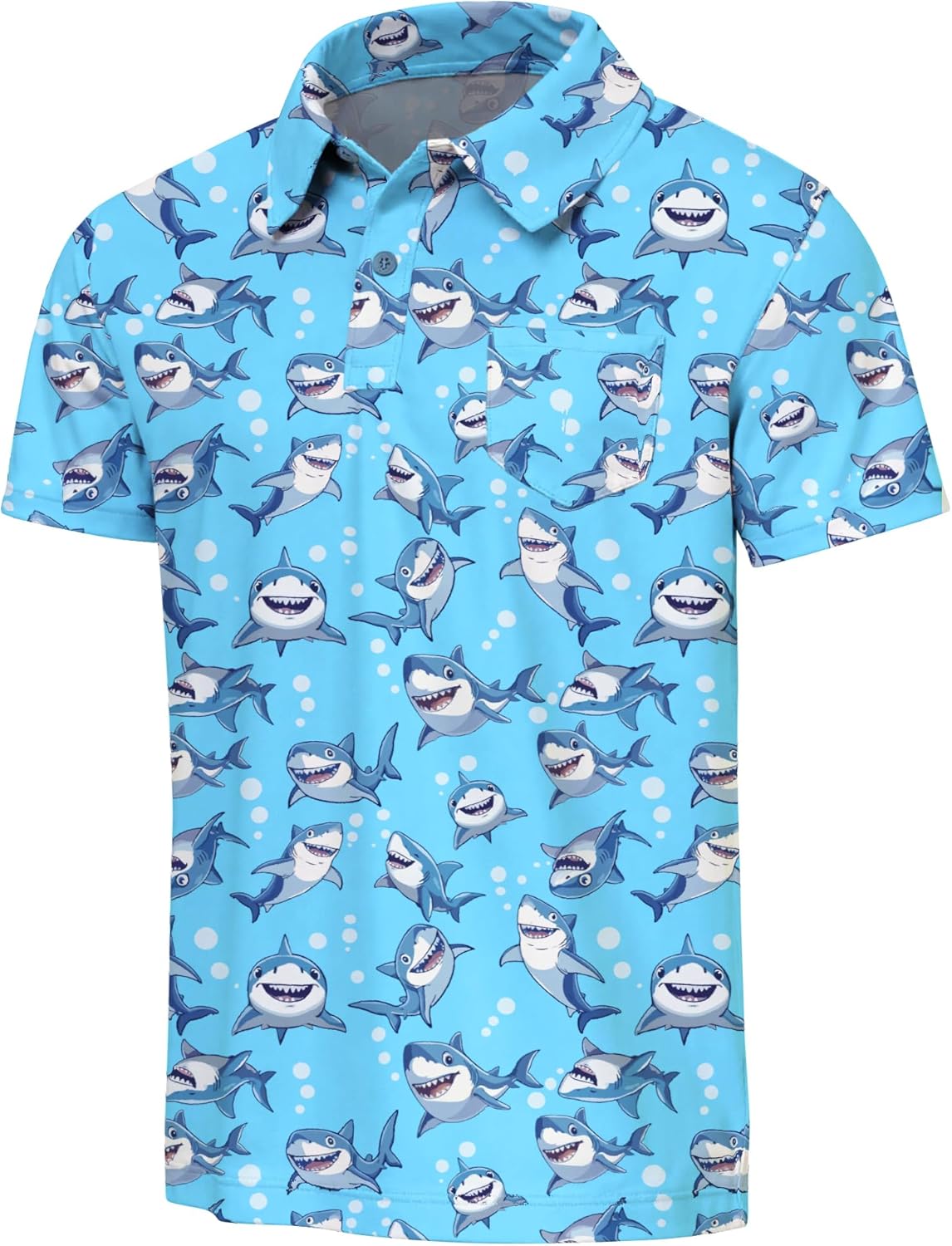 Kids Hawaiian Shirt Boys Golf Polo Beach Top Tropical, Short Sleeve Aloha Printed Tee