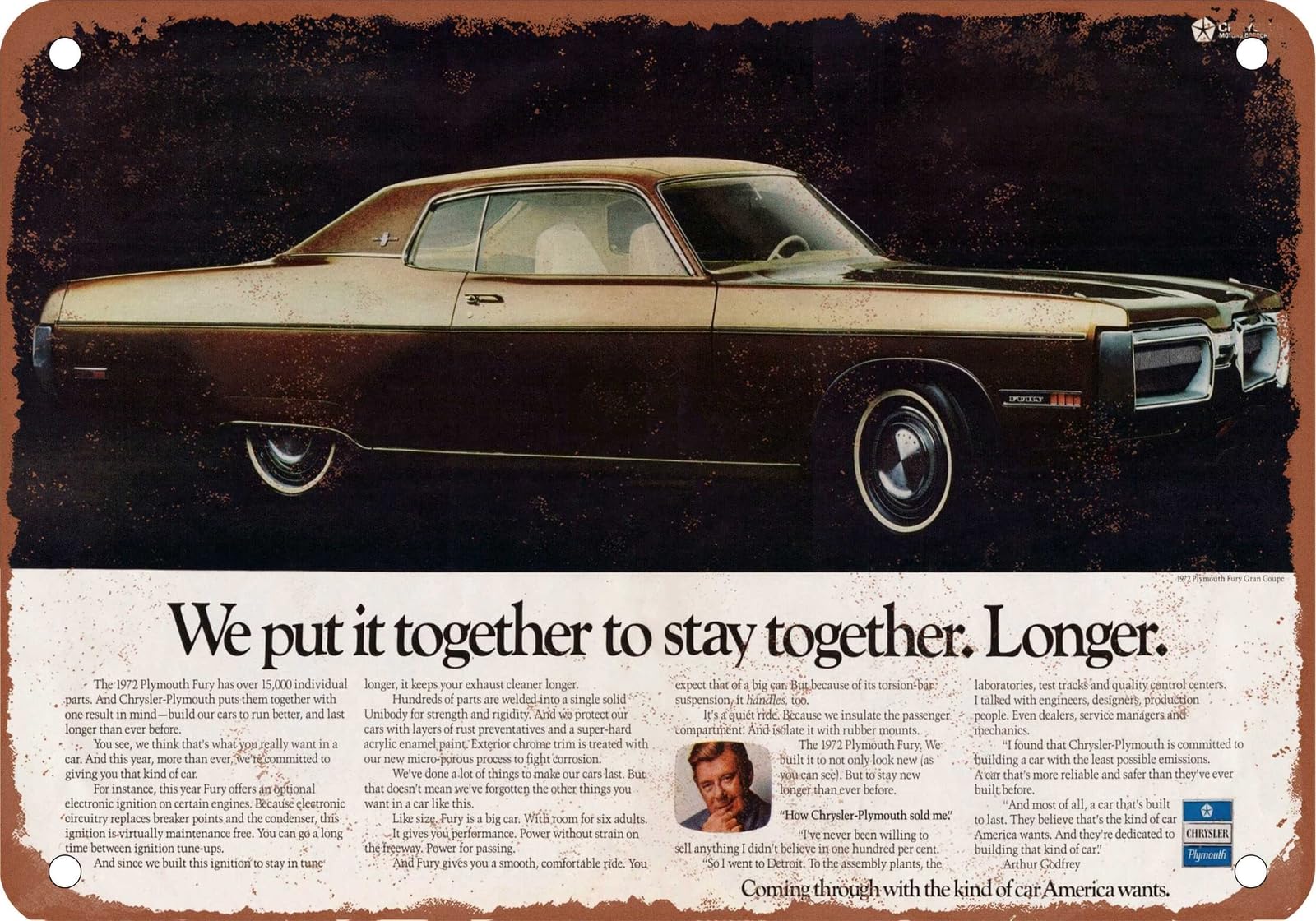 Miaomansenstore Metal Sign - 1972 Plymouth Vintage Ad 02B - Old Retro Rusty Look Home Decor