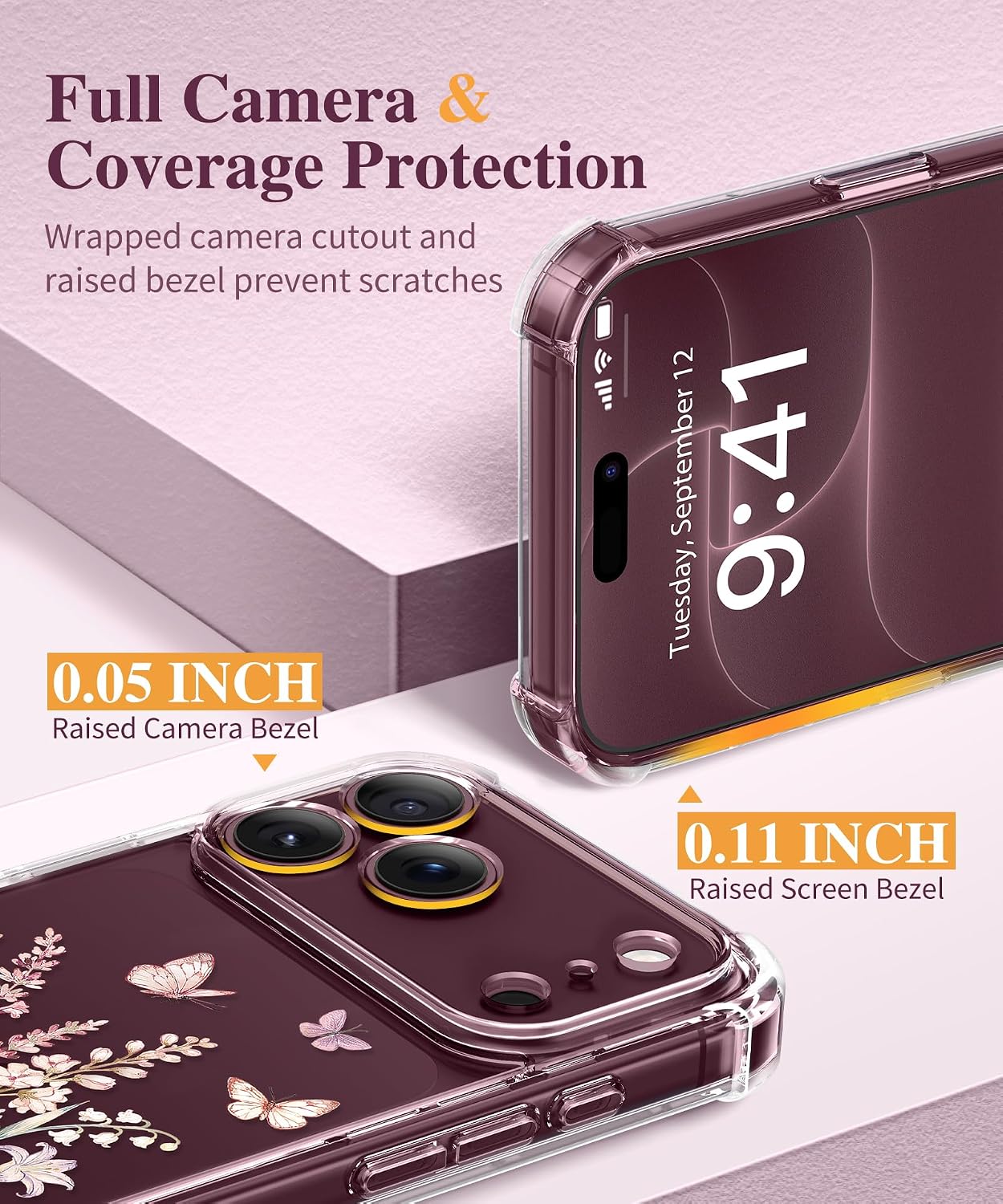  for iPhone 18 Pro Case/17 Pro Case Floral Clear Slim Women thumbnail