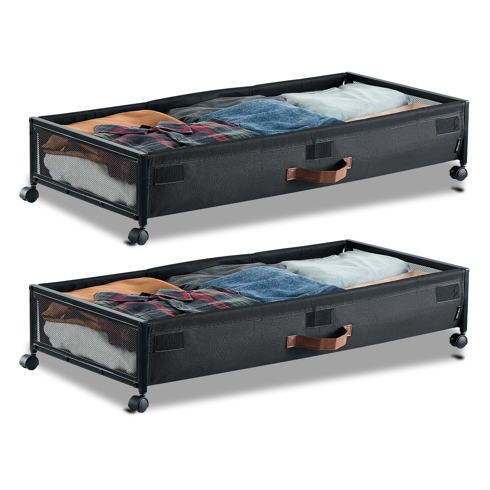 VEVOR Sacs de Rangement sous Lit avec Roulettes, Organisateur de Chaussures sous le Lit 2 Pièces de 91,​5 x 46 x 18,​5 cm, avec Couvercle Transparent, pour Vêtements, Couvertures, Chambre à Coucher