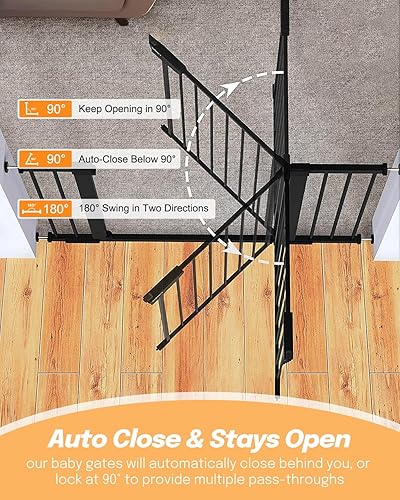 Miniatura 4 de Puerta extra alta de 42 pulgadas para puertas de escaleras, se adapta a aberturas de 29.5 a 40.5 pulgadas de ancho, puerta extra ancha para bebés y