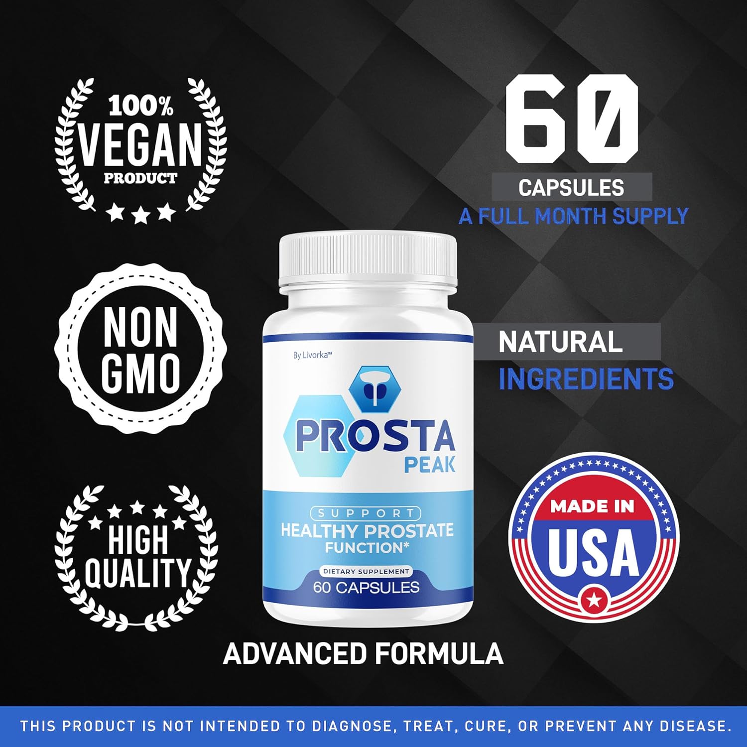 LIVORKA Prosta Peak Capsules - Official ProstaPeak Support Supplement Pills for Men - Maximum Strenght, Natural Prosta Peak Support for Overall Health & Wellness Reviews, 60 Capsules for 1 Month