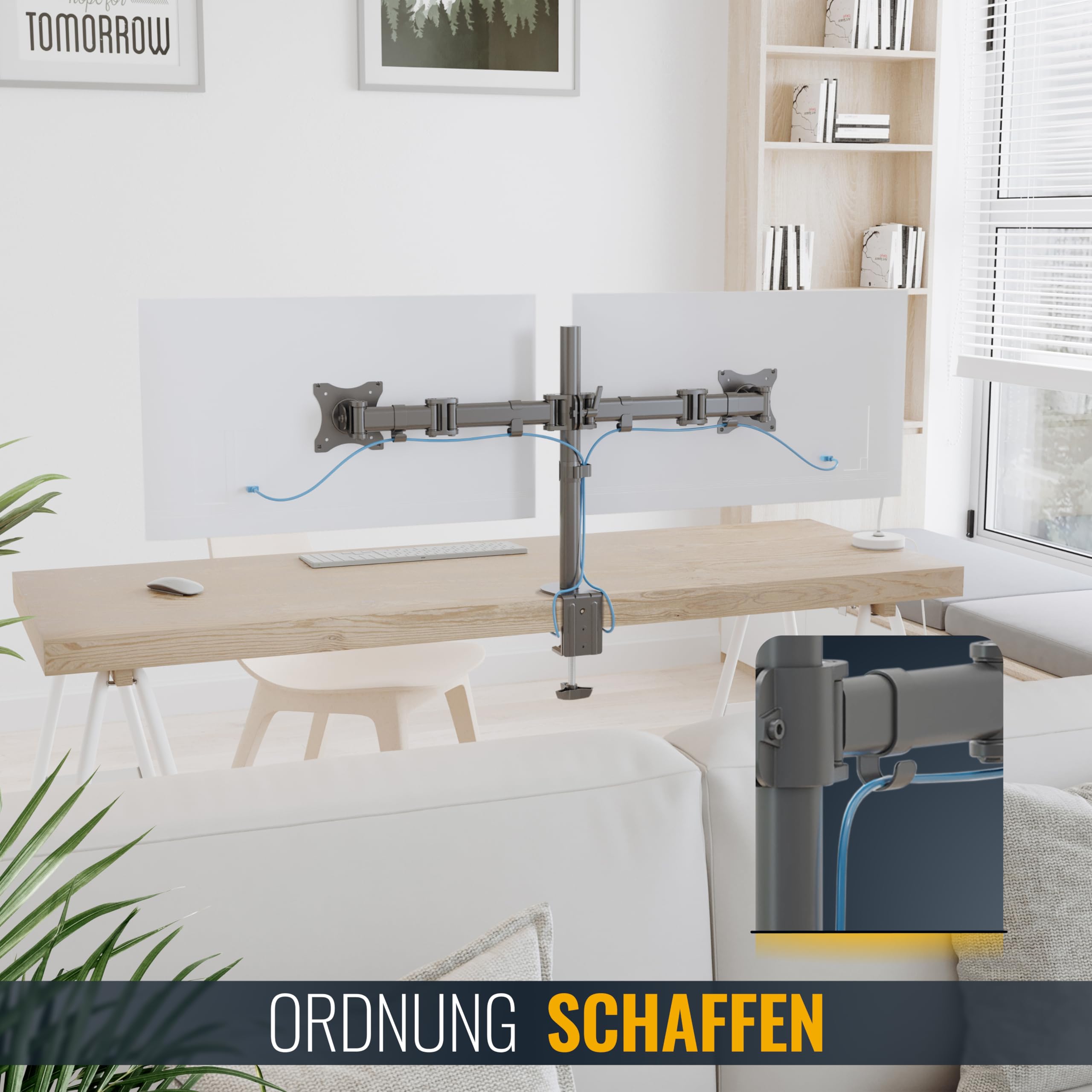 RICOO Monitor Halterung 2 Monitore Bildschirmhalterung Dual Monitor-Arm Monitorhalterung Ständer Arme für 13-27 Zoll Computermonitore PC Gaming Bildschirm TS5811 Stand Tischhalterung Monitor-Halter