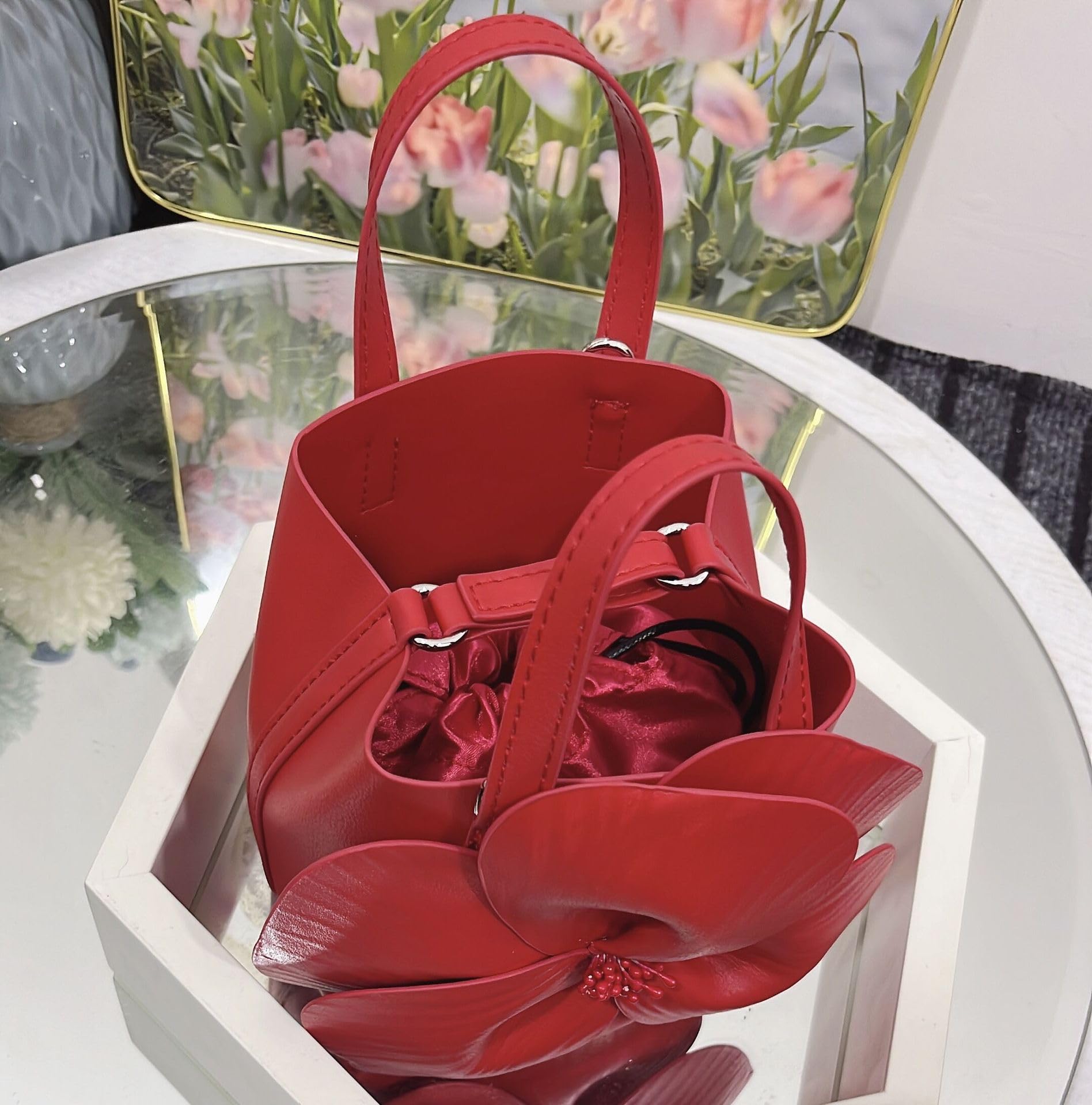 Bolso de mano floral de piel sintética, mini bolsa de fiesta, perfecto para bodas, bailes, regalos para mujeres