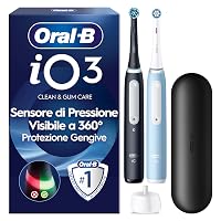 Oral-B Spazzolino Elettrico Ricaricabile iO 3 Nero e Blu, 2 Testine Di Ricambio