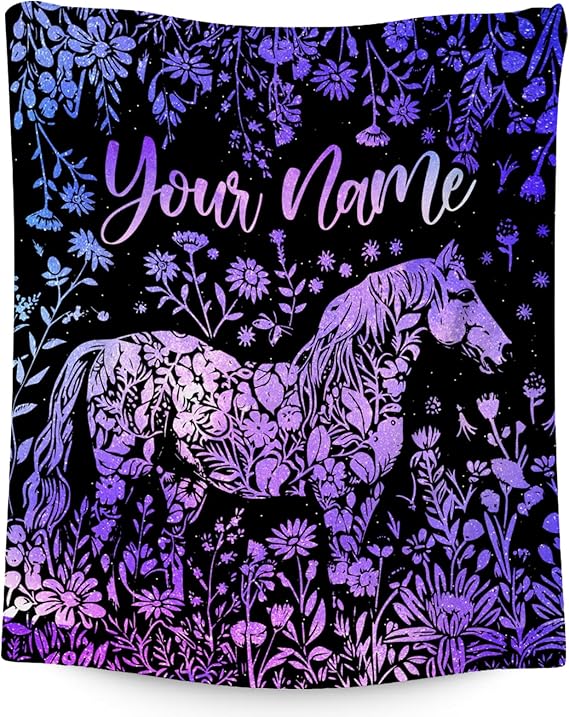 Custom Horse Blanket for Girls - Soft Fuzzy Throw Blanket Gifts - 60x80 Inches Cute Blankets for Bed, Couch & Living Room
