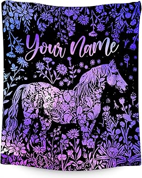 Custom Horse Blanket for Girls - Soft Fuzzy Throw Blanket Gifts - 60x80 Inches Cute Blankets for Bed, Couch & Living Room