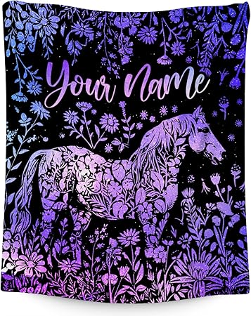 Custom Horse Blanket for Girls - Soft Fuzzy Throw Blanket Gifts - 60x80 Inches Cute Blankets for Bed, Couch & Living Room