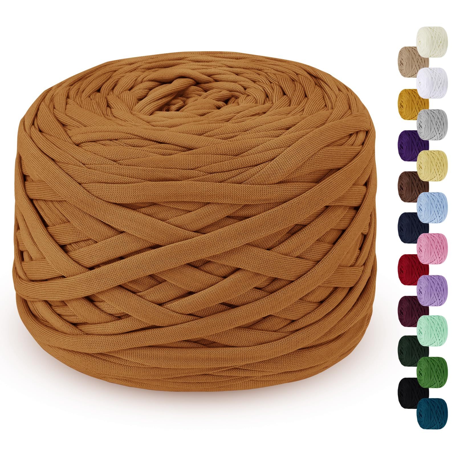 LEREATI Crochet Yarn 285g 100m Tshirt Yarn Polyester Yarn for Crochet Bag Cotton Knitting for Bag Basket, DIY, Carpet