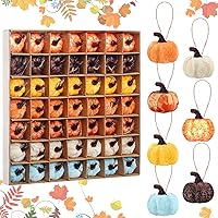 Vista 7 de Leinuosen 49 adornos colgantes de calabaza de otoño para árbol, adornos de Acción de Gracias, tela de otoño, calabaza para cosecha de granja, Acción