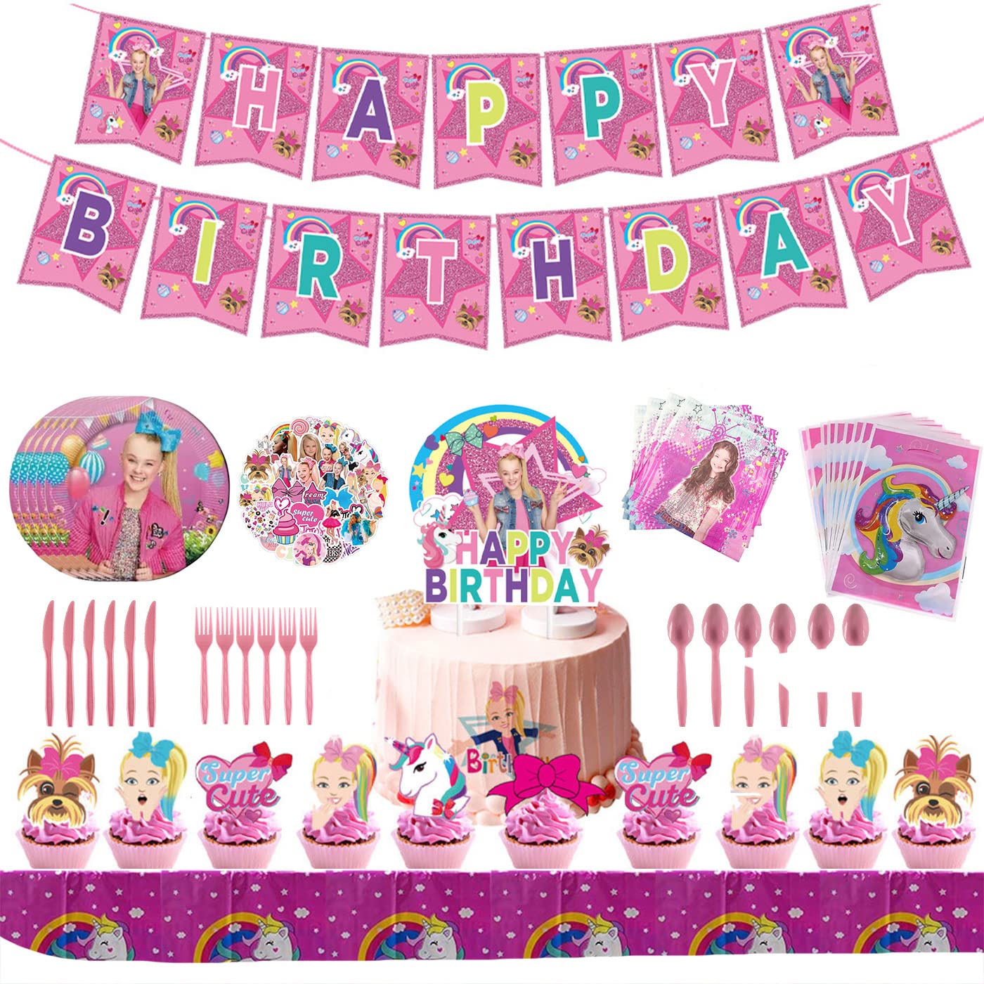 Buy 93pcs Jojo birthday Party Supplies Set Birthday Decorations for 10Kids Jojo Theme Party