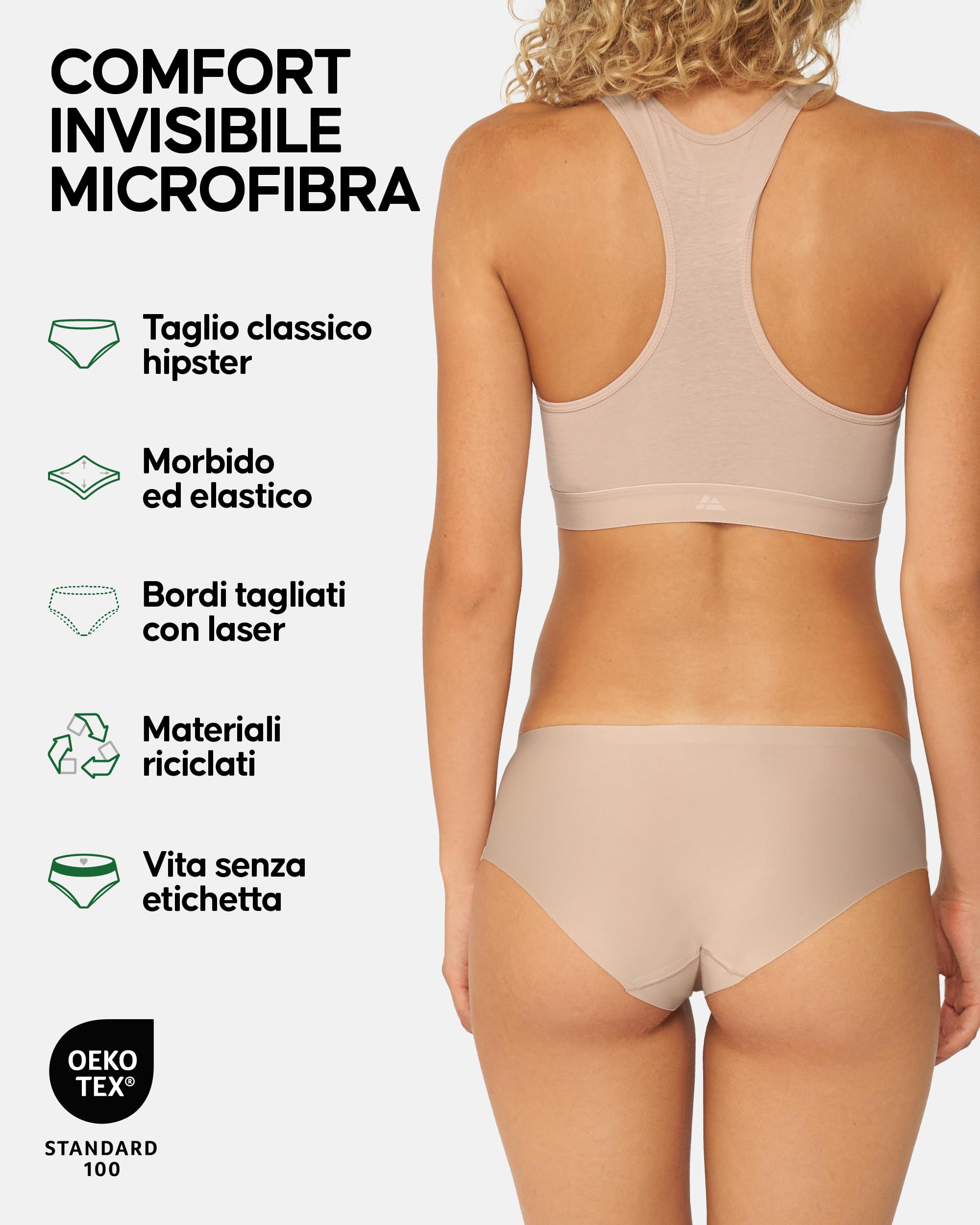 DANISH ENDURANCE 3 Paia di Mutande Culotte Invisibili in Microfibra, Morbide e Leggere, da Donna