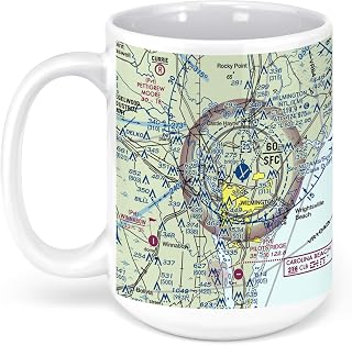 Wilmington International Airport (ILM), Airport Boulevard, Wilmington, NC, USA FAA Sectional Aeronautical Charts Chart Mug, 15oz