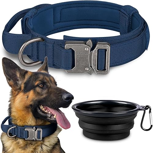 Dog Collar, Tactical Dog Collar, Adjustable Military Training Nylon Dog Collar with Control Handle and Heavy Metal Buckle for Medium and Large Dogs