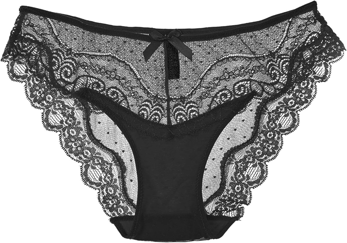 KELITCH Women's Lingerie Lace Hipster Panties Sexy Seamless Underwear Plus Size Briefs for Women Lingerie Black L